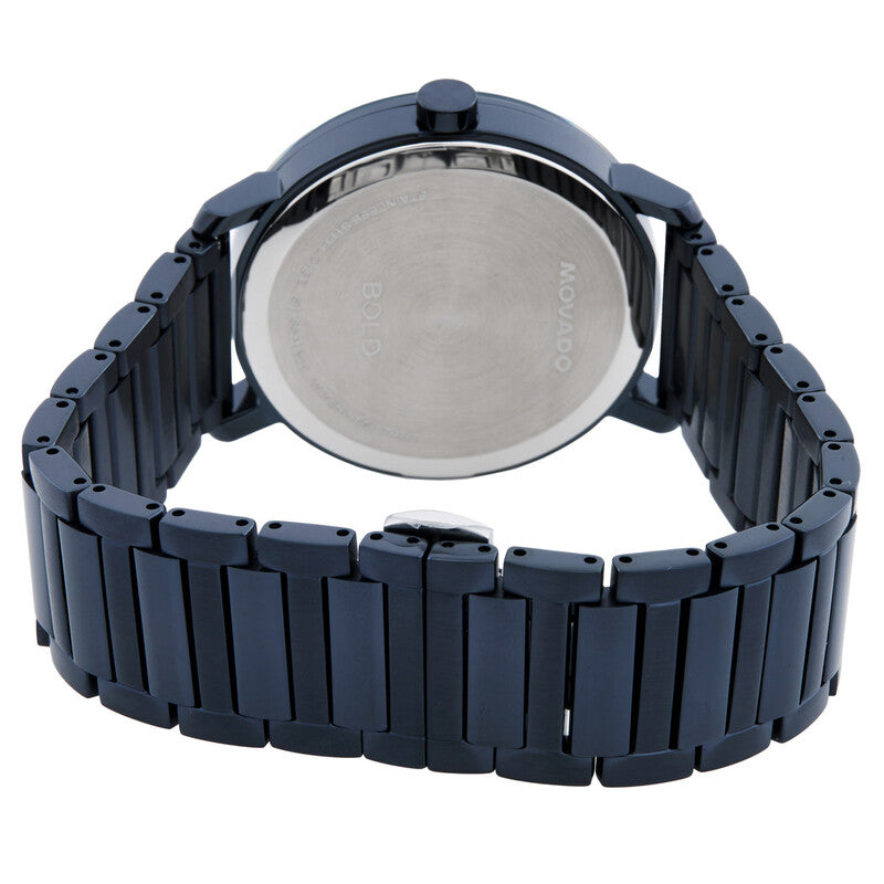 Caseback of Movado Bold watch with stainless steel display back