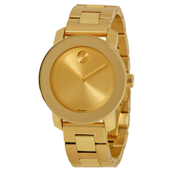 Movado Bold Champagne Dial Yellow Gold Ion-pated Ladies Watch #3600085 - The Watches Men & Co