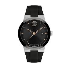 Movado Bold Fusion men's watch with black dial and black silicone strap