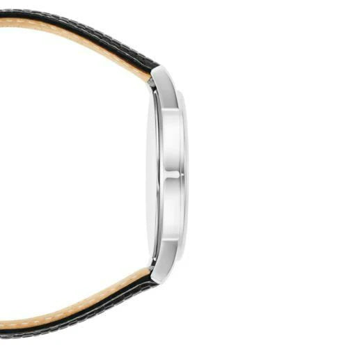 Movado Museum Classic watch side view showing case thickness and strap detail