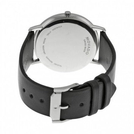 Movado TC Mirror Bezel watch case back showing stainless steel and Movado branding