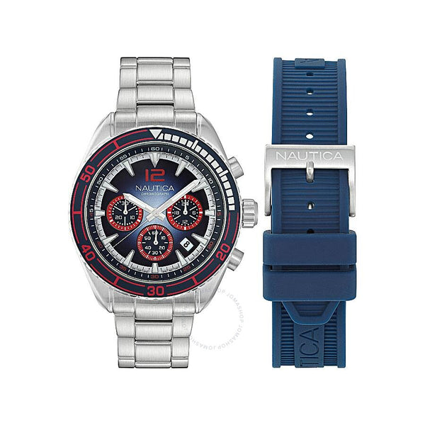 Nautica Key Biscane Chronograph Quartz Blue Dial Men's Watch Box Set NAPKBF302 - The Watches Men & Co