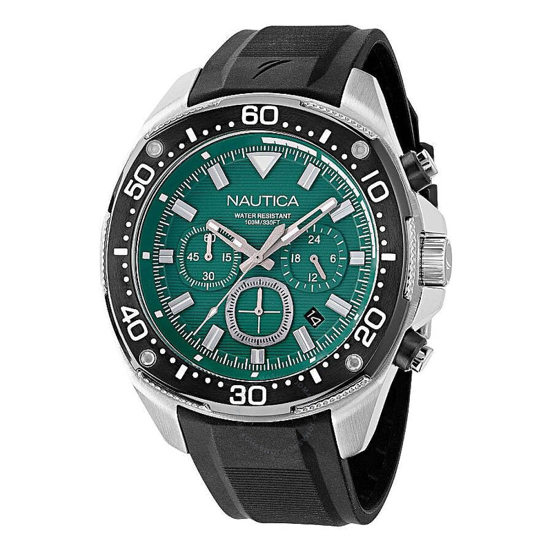Nautica NCT Blue Sail Chronograph Quartz Green Dial Men's Watch NAPBSF405 - The Watches Men & Co