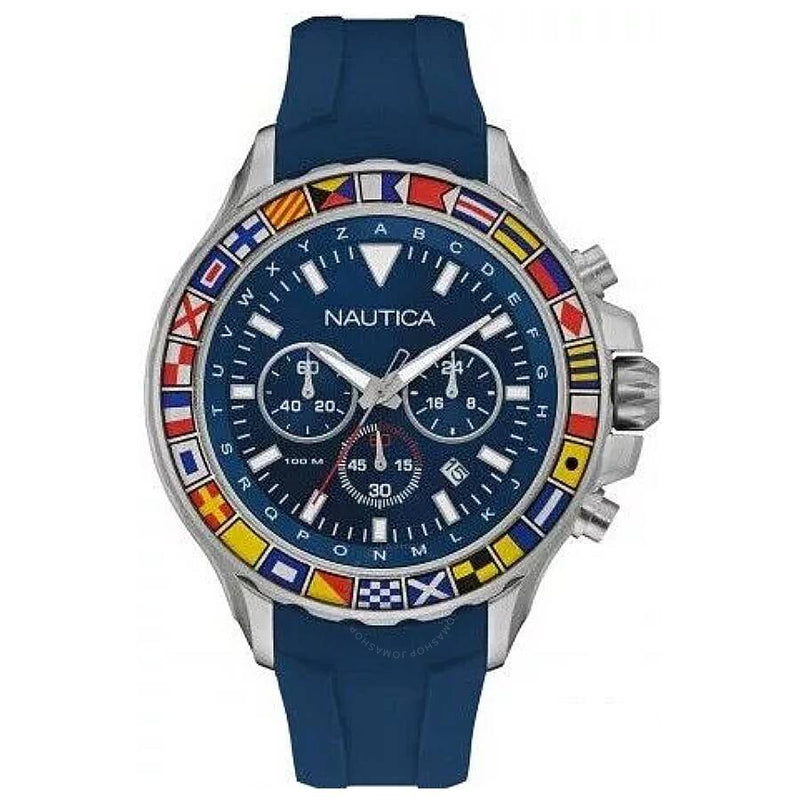 Nautica Nst 1000 Flags Chronograph Quartz Blue Dial Men's Watch NAD19562G - The Watches Men & Co