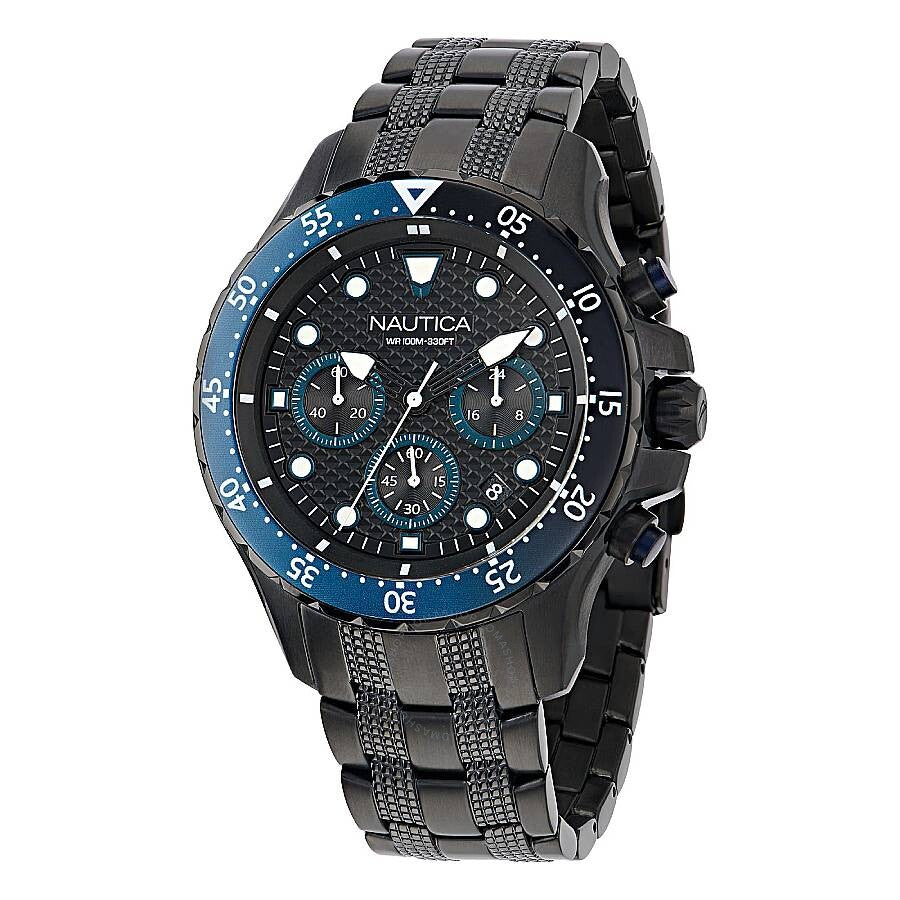 Nautica Nst Chronograph Quartz Black Dial Men's Watch NAPNSF406 - The Watches Men & Co