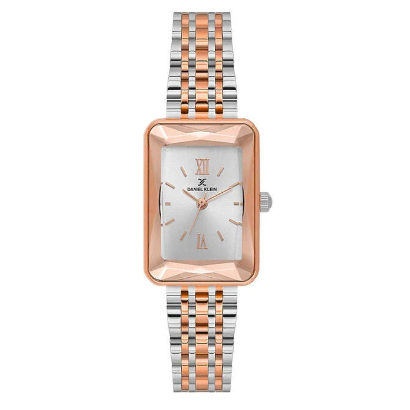 Daniel Klein Classic Rectangular Rose Gold & Silver Women's Watch - DK.1.13875-6