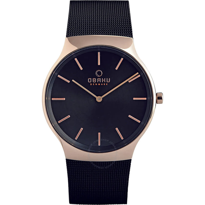 Obaku Classic Quartz Black Dial Men's Watch V178GXVBMB - The Watches Men & Co