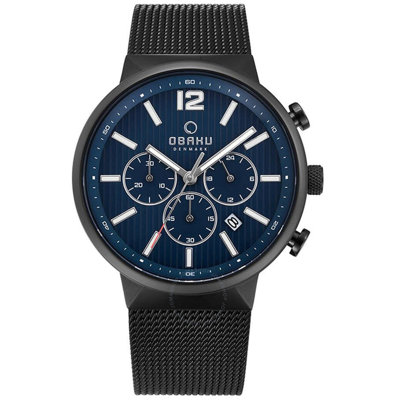 Obaku Classic Chronograph Quartz Blue Dial Men's Watch V180GCBLMB - The Watches Men & Co