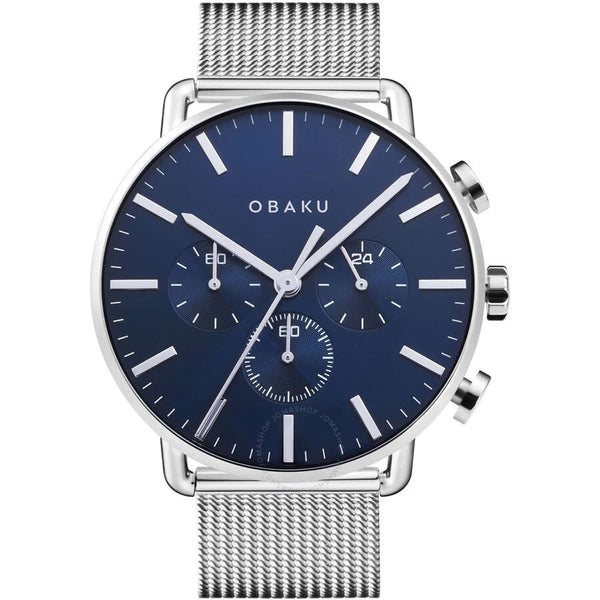 Obaku Classic Chronograph Quartz Blue Dial Men's Watch V232GCCLMC - The Watches Men & Co