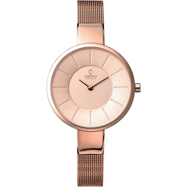 Obaku Denmark Quartz Rose Gold Dial Ladies Watch V149LXVVMV - The Watches Men & Co