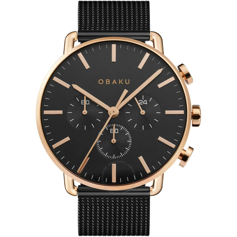 Obaku Havn Chronograph Quartz Black Dial Men's Watch V232GCVBMB - The Watches Men & Co