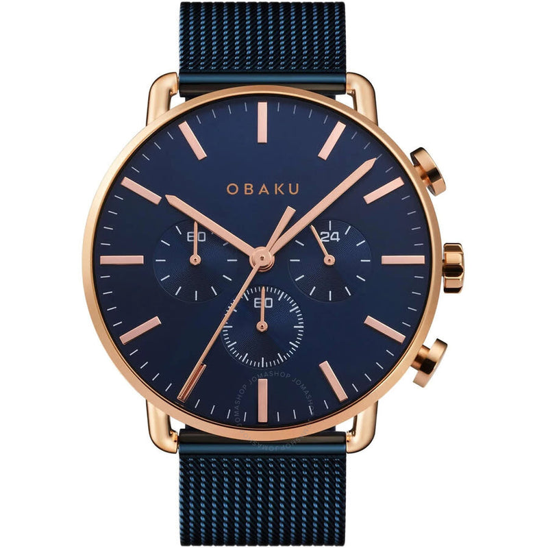 Obaku Havn Chronograph Quartz Black Dial Men's Watch V232GCVLML - The Watches Men & Co