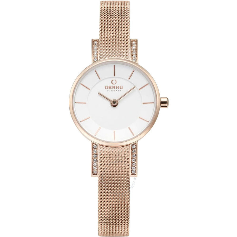 Obaku Lykke Quartz White Dial Ladies Watch V207LEVIMV - The Watches Men & Co