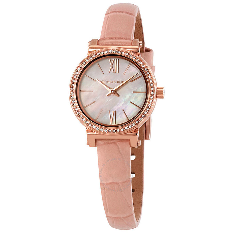 Open Box - Michael Kors Sofie Crystal White Mother of Pearl Dial Ladies Watch MK2715 - The Watches Men & Co