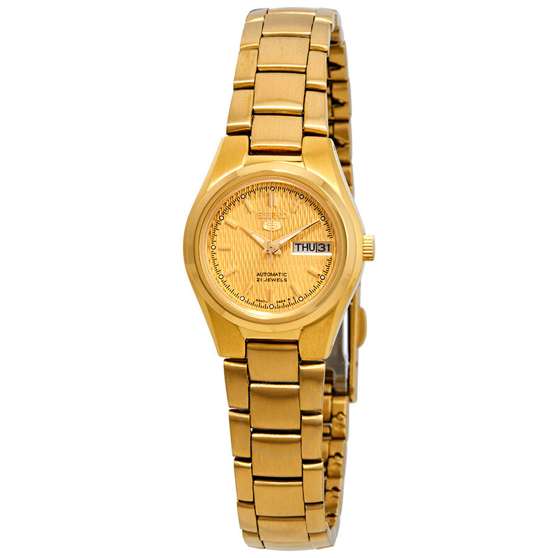Open Box - Seiko Series 5 Automatic Gold Dial Ladies Watch SYMC18 - The Watches Men & Co