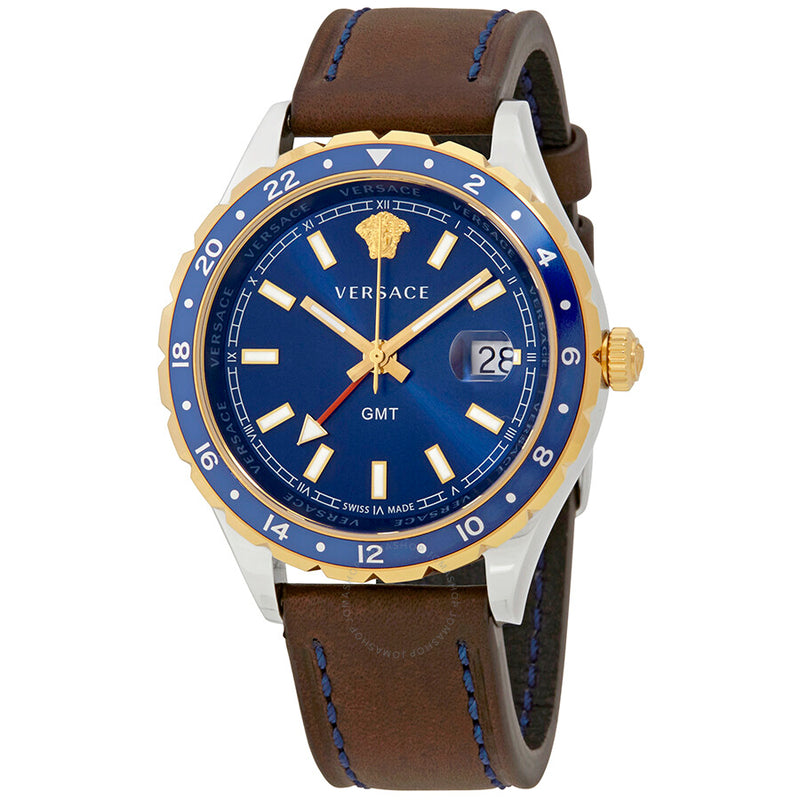 Open Box - Versace Hellenyium GMT Blue Dial Men's Watch V11080017 - The Watches Men & Co