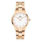 Daniel Wellington White Iconic Link 28mm Ladies Gold Watch DW00100213