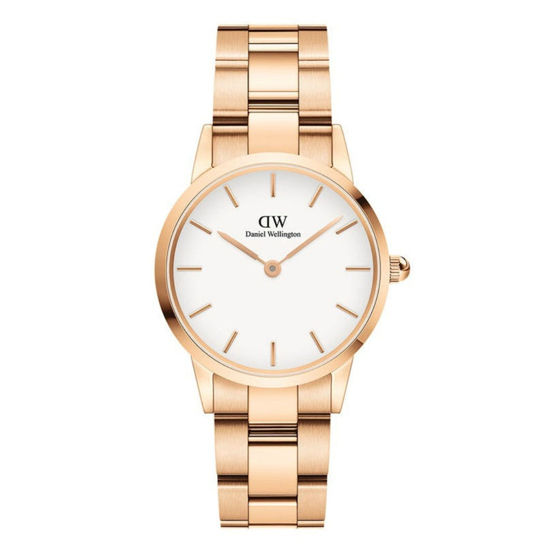 Daniel Wellington White Iconic Link 28mm Ladies Gold Watch DW00100213