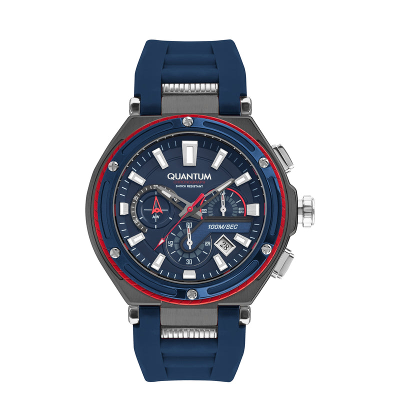 Quantum Hunter Men’s Dark Blue Dial Chronograph Watch – HNG1010.099 - Watch