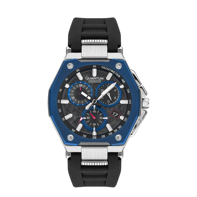 Quantum Men’s Black Chronograph Silicone Strap Watch – PWG1005.051 - Watch