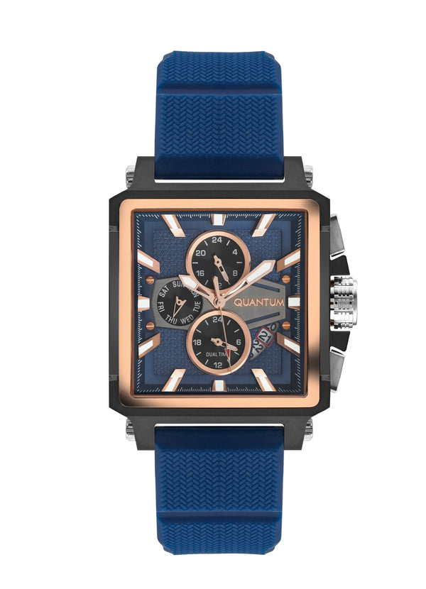 Quantum Men’s Blue Dial Silicone Strap Watch – HNG969.090 - Watch