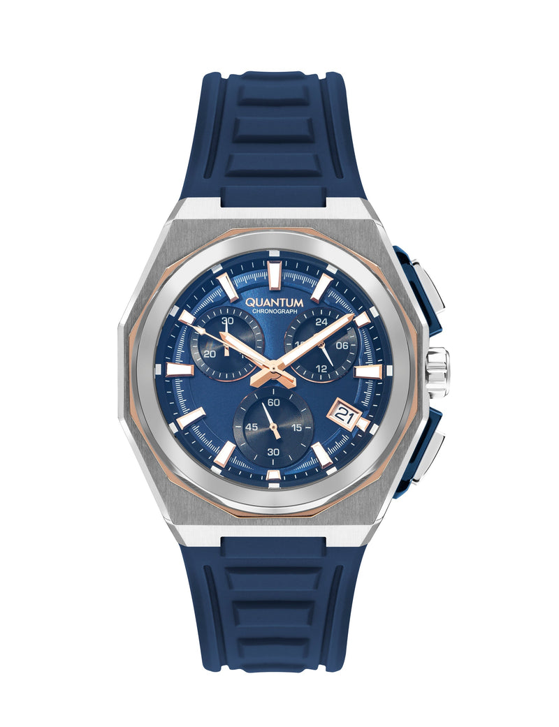 Quantum Men’s Navy Chronograph Silicone Strap Watch – PWG1078.399 - Watch