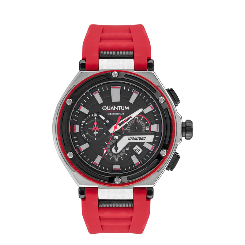 Quantum Men’s Red Chronograph Silicone Strap Watch – HNG1010.359 - Watch