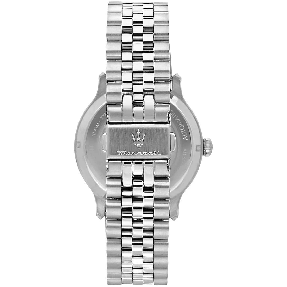 Maserati Epoca watch stainless steel bracelet viewed from top showing articulated links
