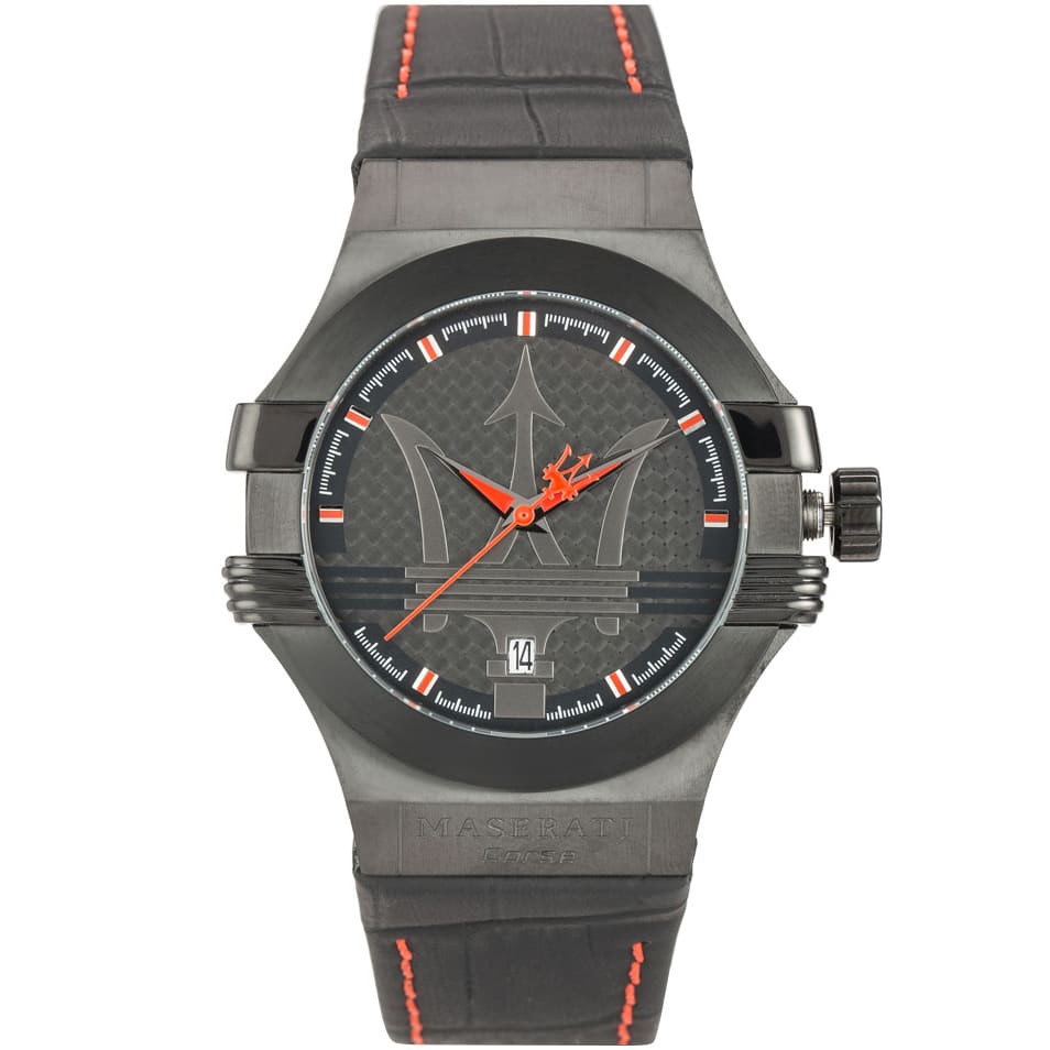 Maserati Potenza Black Dial Black Leather Strap Men's Watch R8851108010