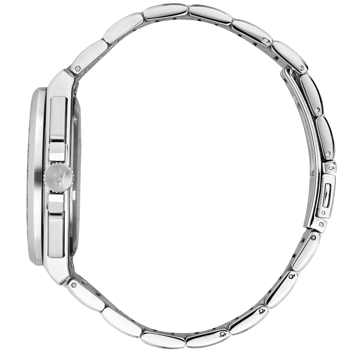 Side view of Maserati Velocitá showing stainless steel bracelet and case profile