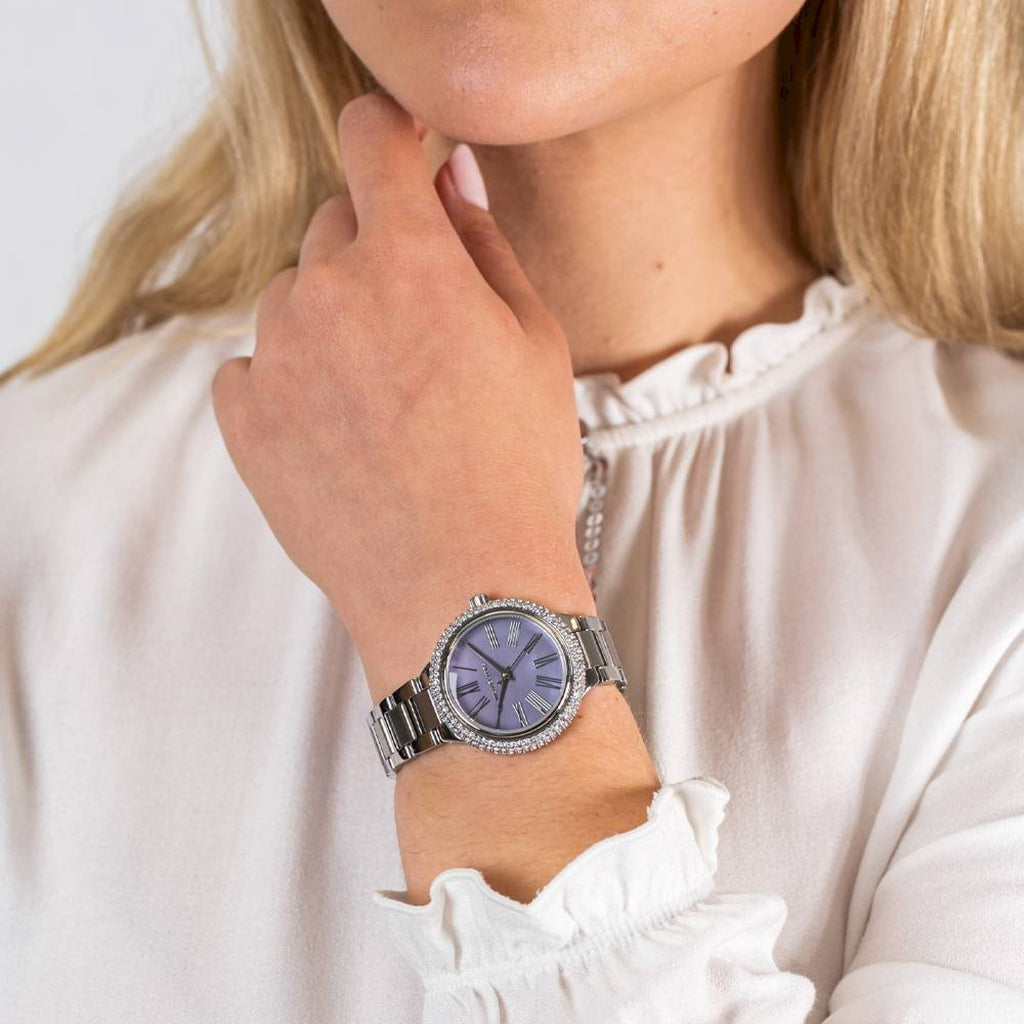 Michael Kors Mini Taryn Purple MOP Dial Silver Women's Watch - MK6562