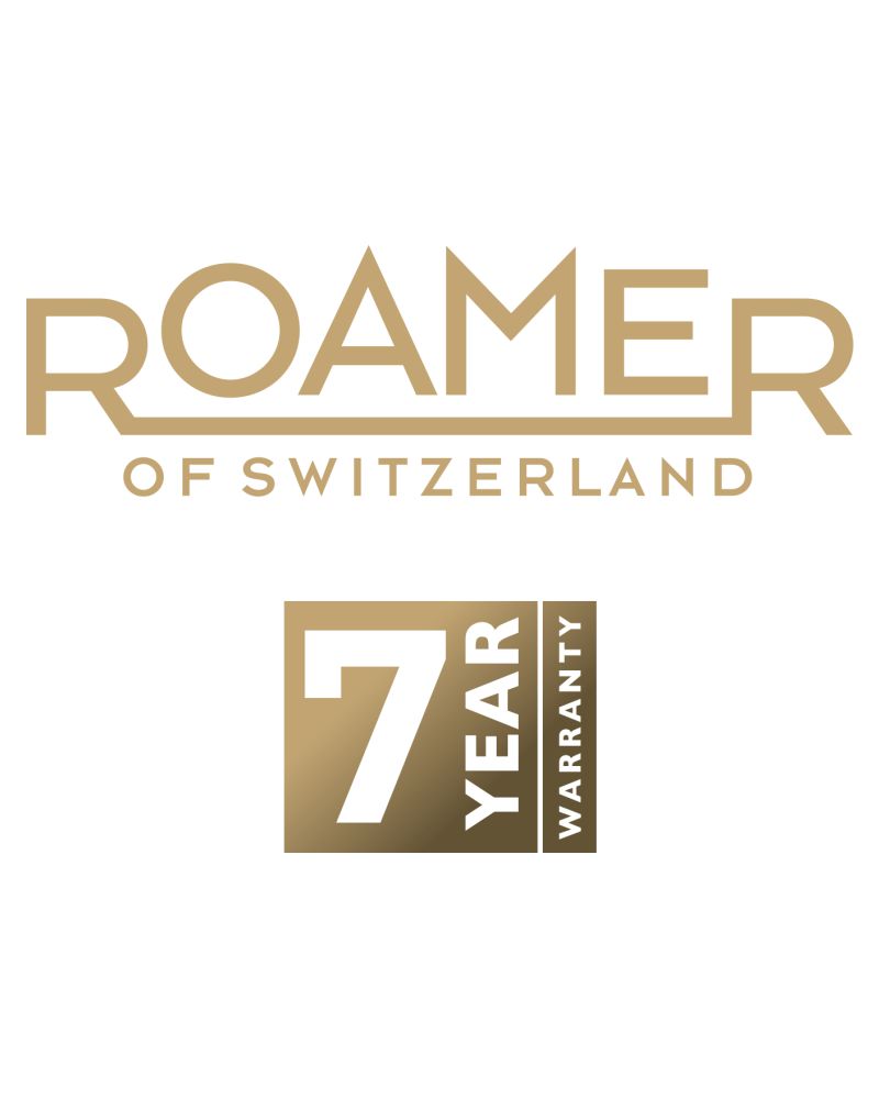 Roamer of Switzerland logo with 7 year warranty badge