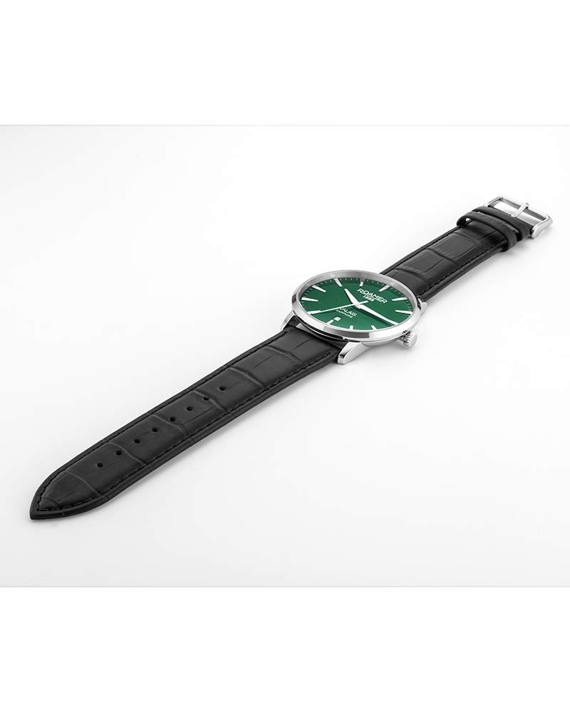 Roamer Valais watch on wrist with black leather strap