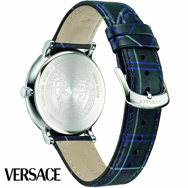 Versace V-Circle The Clans Edition Blue Plaid Men's Watch - VEBQ00118