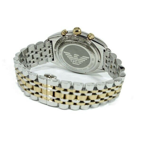 Emporio Armani Classic Silver Dial Two-tone Stainless Steel Chronograph Men's Watch AR0396