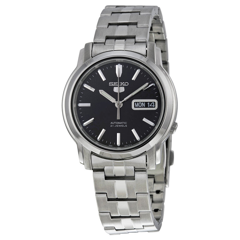 Seiko 5 Automatic Black Dial Stainless Steel Men's Watch SNKK71 - The Watches Men & Co