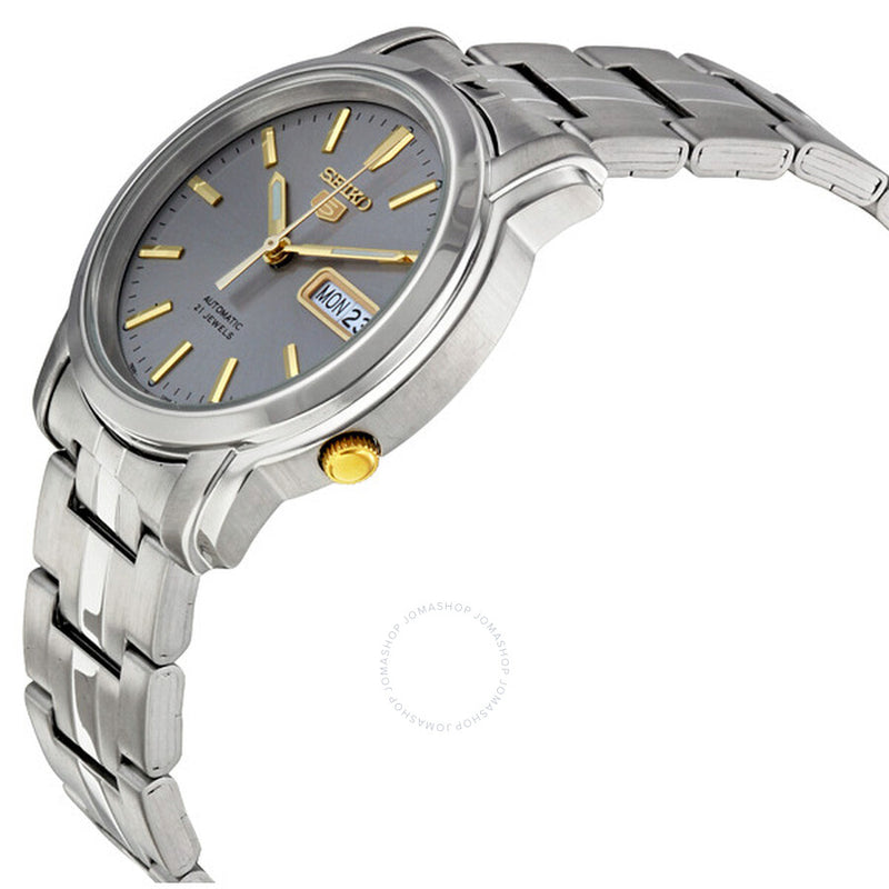Seiko 5 Automatic Grey Dial Stainless Steel Men's Watch SNKK67 - The Watches Men & Co #2