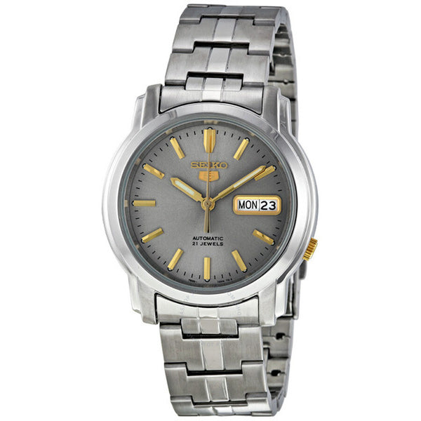 Seiko 5 Automatic Grey Dial Stainless Steel Men's Watch SNKK67 - The Watches Men & Co