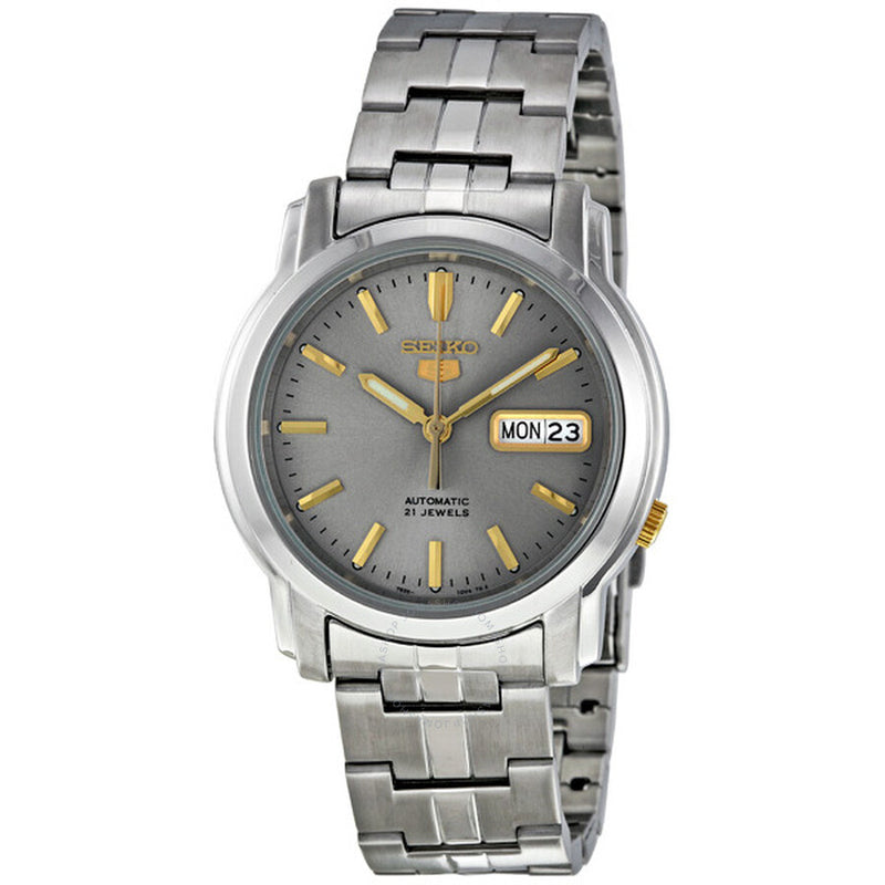 Seiko 5 Automatic Grey Dial Stainless Steel Men's Watch SNKK67 - The Watches Men & Co