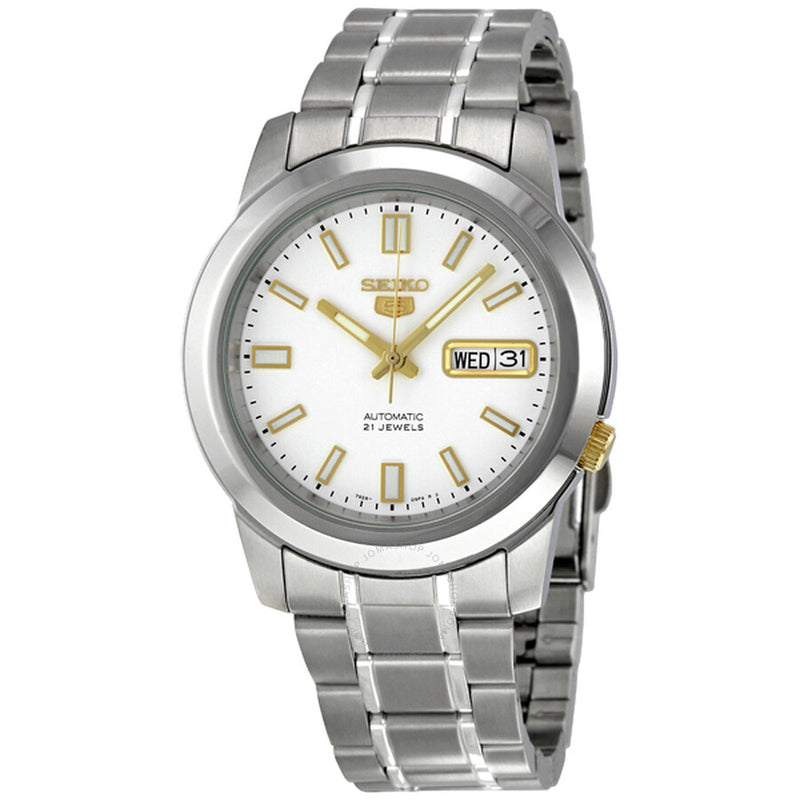Seiko 5 Automatic Stainless Steel White Dial Men's Watch SNKK07 - The Watches Men & Co