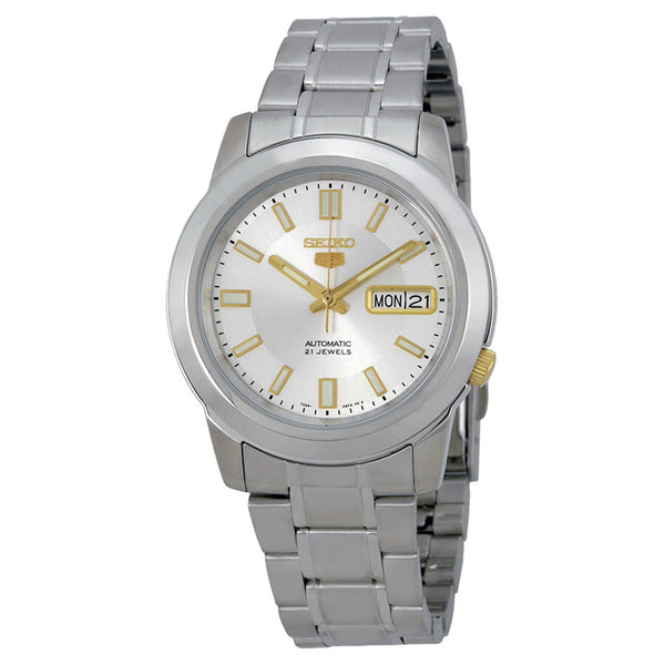 Seiko 5 Silver Stainless Steel Automatic Men's Watch SNKK09 - The Watches Men & Co