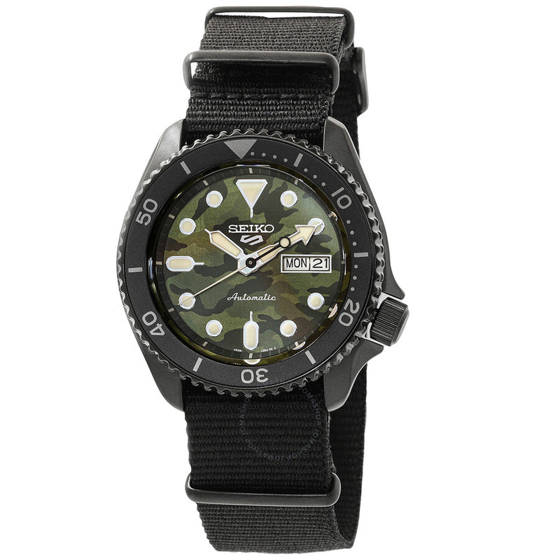 Seiko 5 Sports Automatic Green Camouflage Dial Men's Watch SRPJ37K1 - The Watches Men & Co