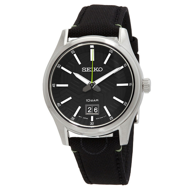 Seiko Big Date Quartz Black Dial Men's Watch SUR517P1 - The Watches Men & Co