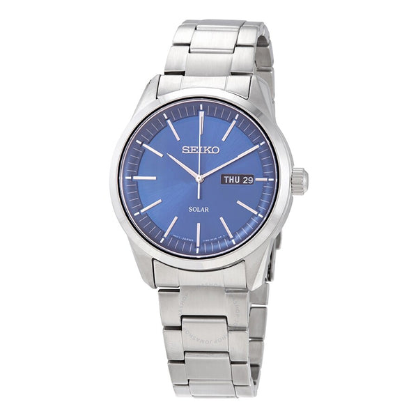 Seiko Solar Blue Dial Stainless Steel Men's Watch SNE525P1 - The Watches Men & Co