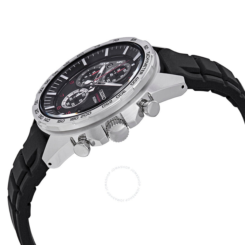 Seiko Chronograph Black Dial Black Rubber Men's Watch SSB325P1 - The Watches Men & Co #2