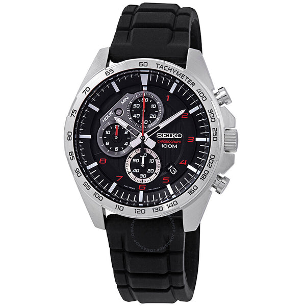 Seiko Chronograph Black Dial Black Rubber Men's Watch SSB325P1 - The Watches Men & Co