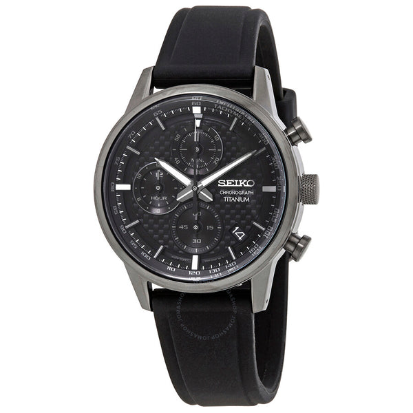 Seiko Chronograph Quartz Black Dial Black Titanium Men's Watch SSB393 - The Watches Men & Co