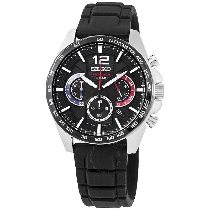 Seiko Essentials Chronograph Quartz Black Dial Men's Watch SSB347 - The Watches Men & Co