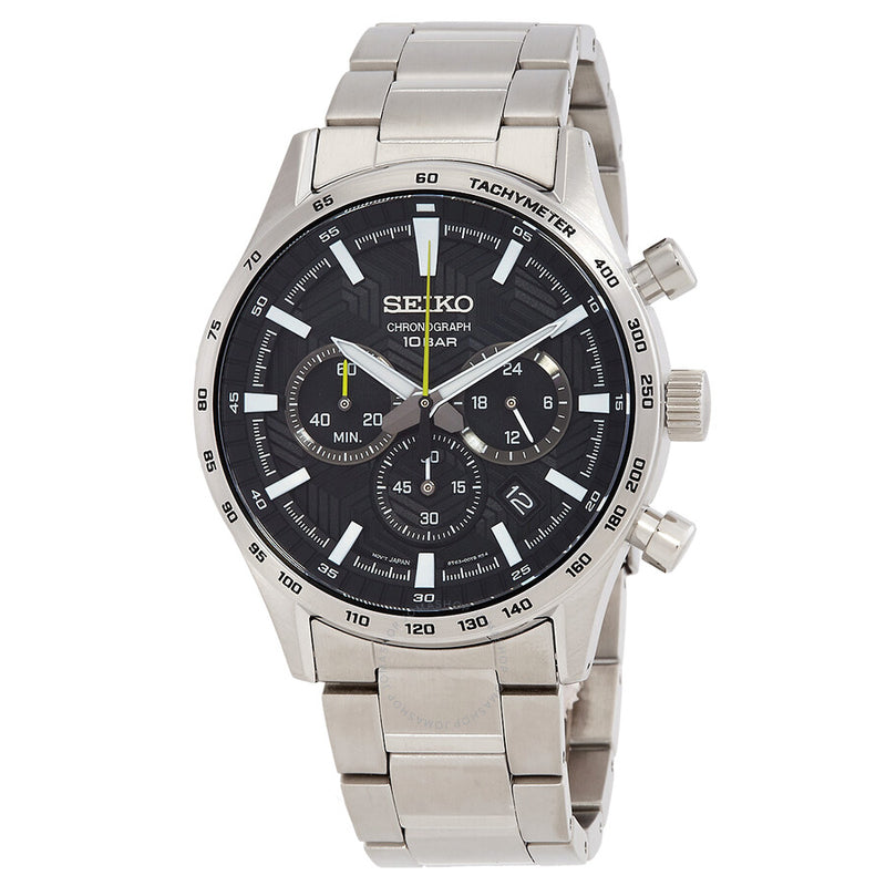 Seiko Chronograph Quartz Black Dial Men's Watch SSB413P1 - The Watches Men & Co