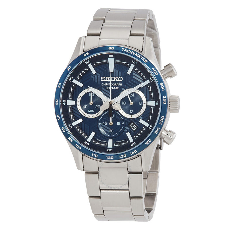 Seiko Chronograph Quartz Blue Dial Men's Watch SSB445P1 - The Watches Men & Co